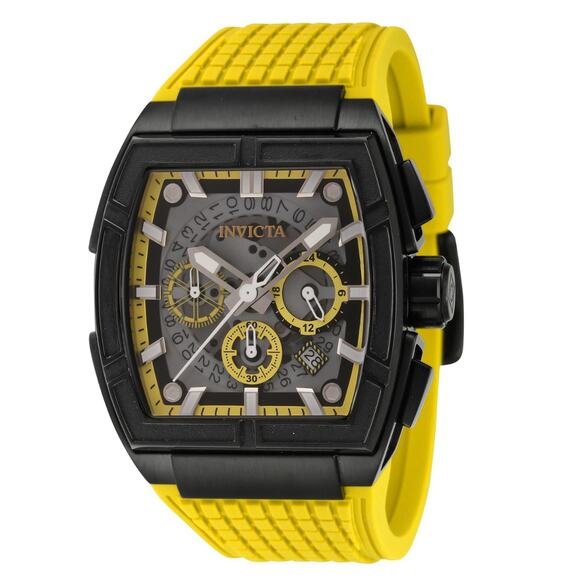 Invicta Men's Watch S1 Rally Quartz Chronograph Yellow Silicone Strap 43.5mm - Picture 1 of 2